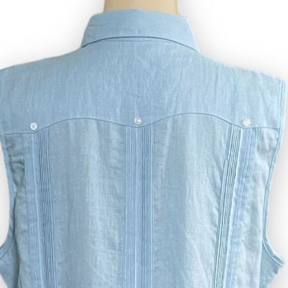 LaHabana Miami Linen Cubavera Cuban Style Guayabera Sleeveless Shirt Dress - Picture 7 of 16